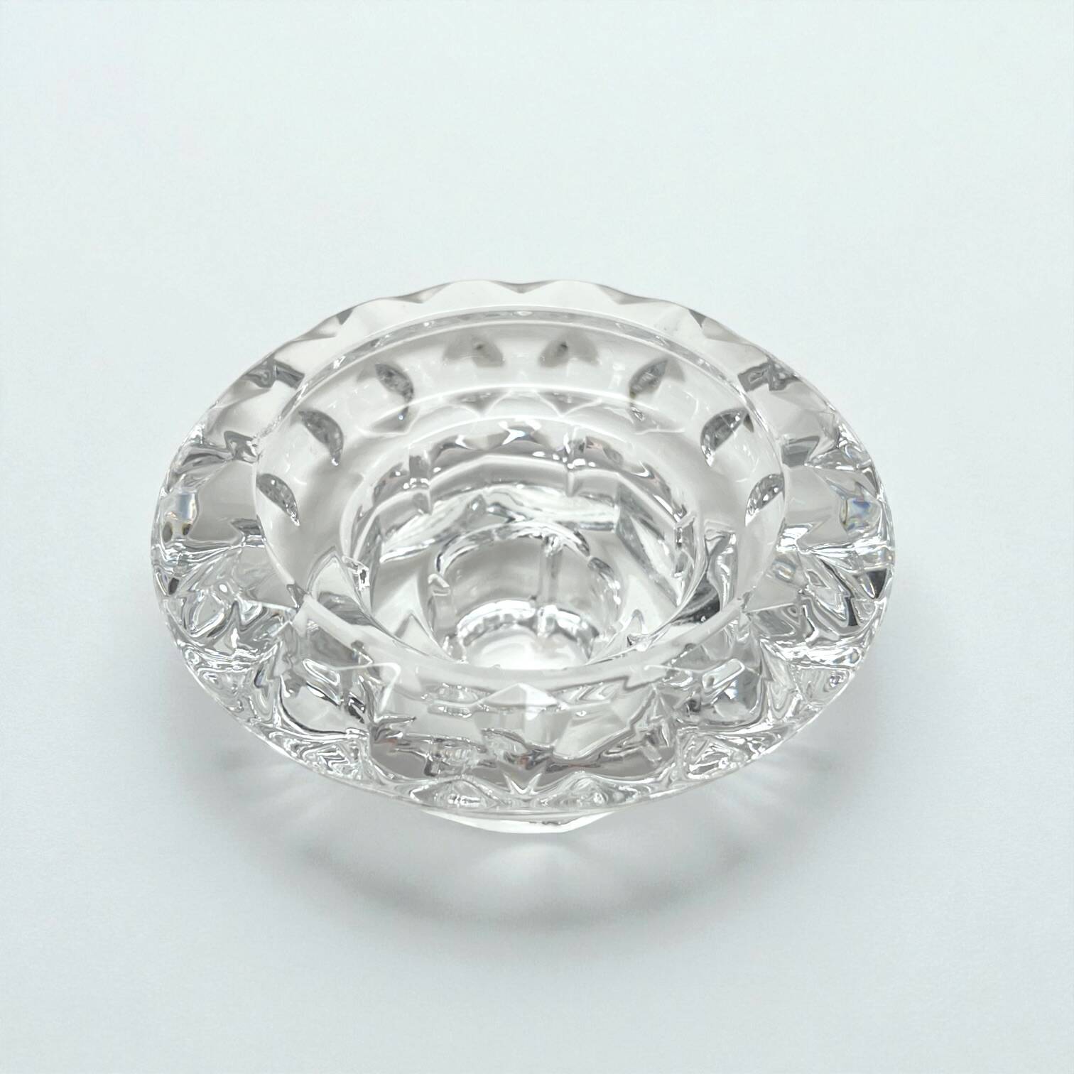 Vintage Art Deco candlestick in transparent moulded crystal glass