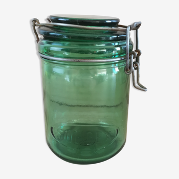 Bocal en verre vert solidex 1l h18cm