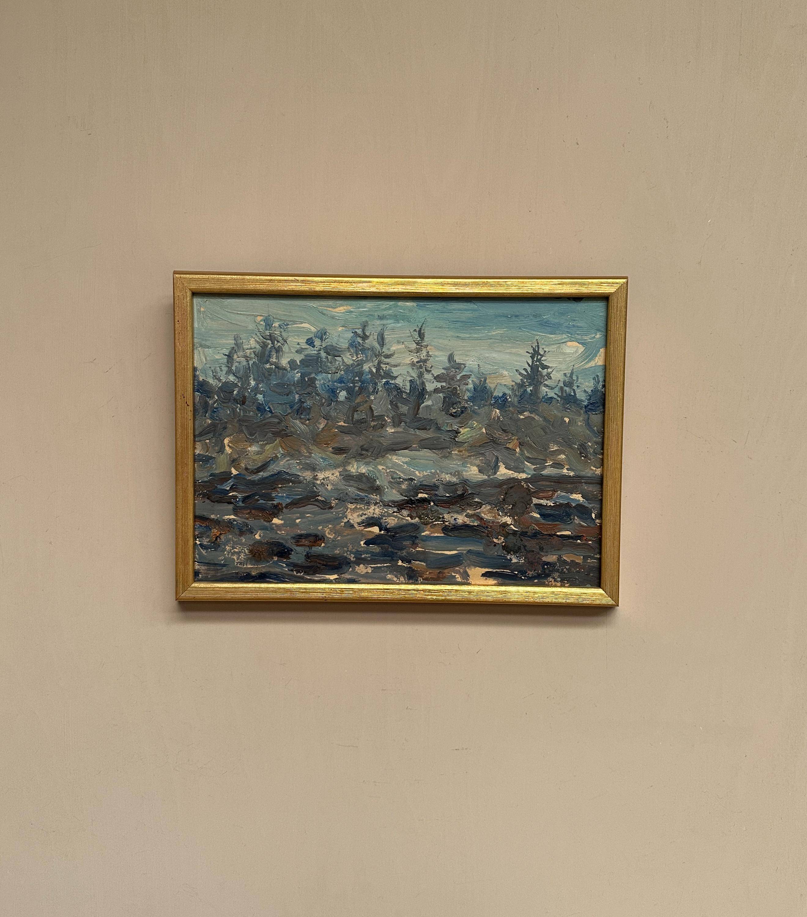 Original  Swedish Oil on Panel – “Rocky Coastline” – Signed – Vintage