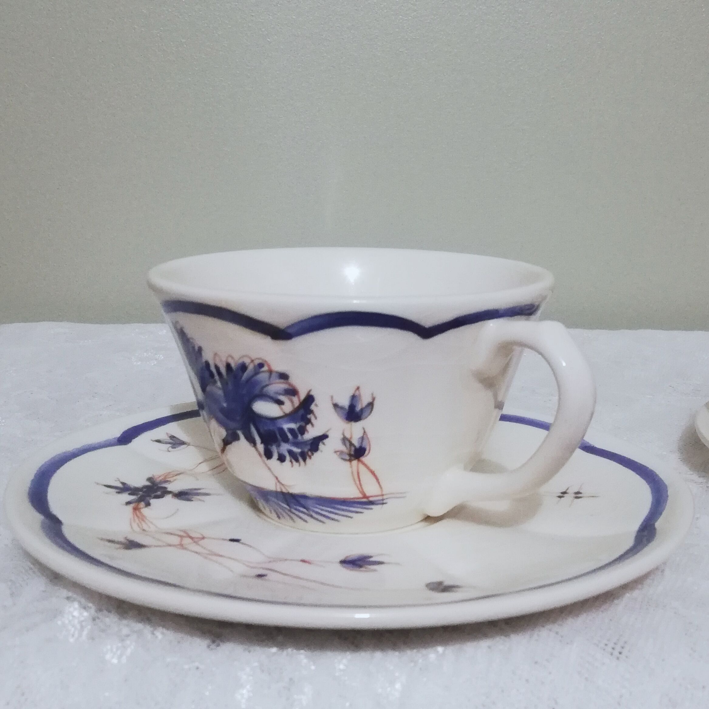 Two ceramic cups by Grignan signed Peguet