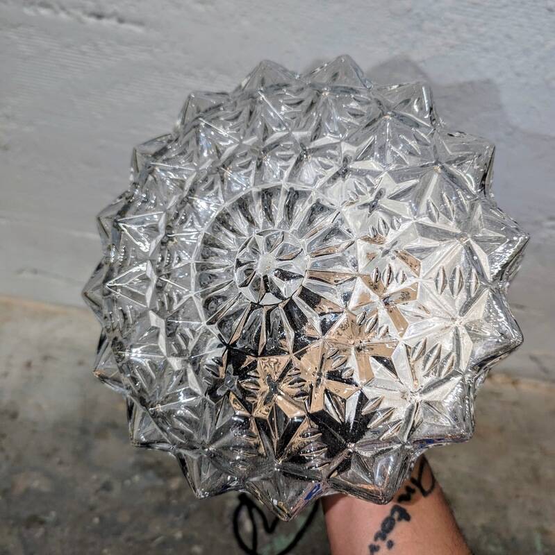 Vintage chrome and glass pendant light