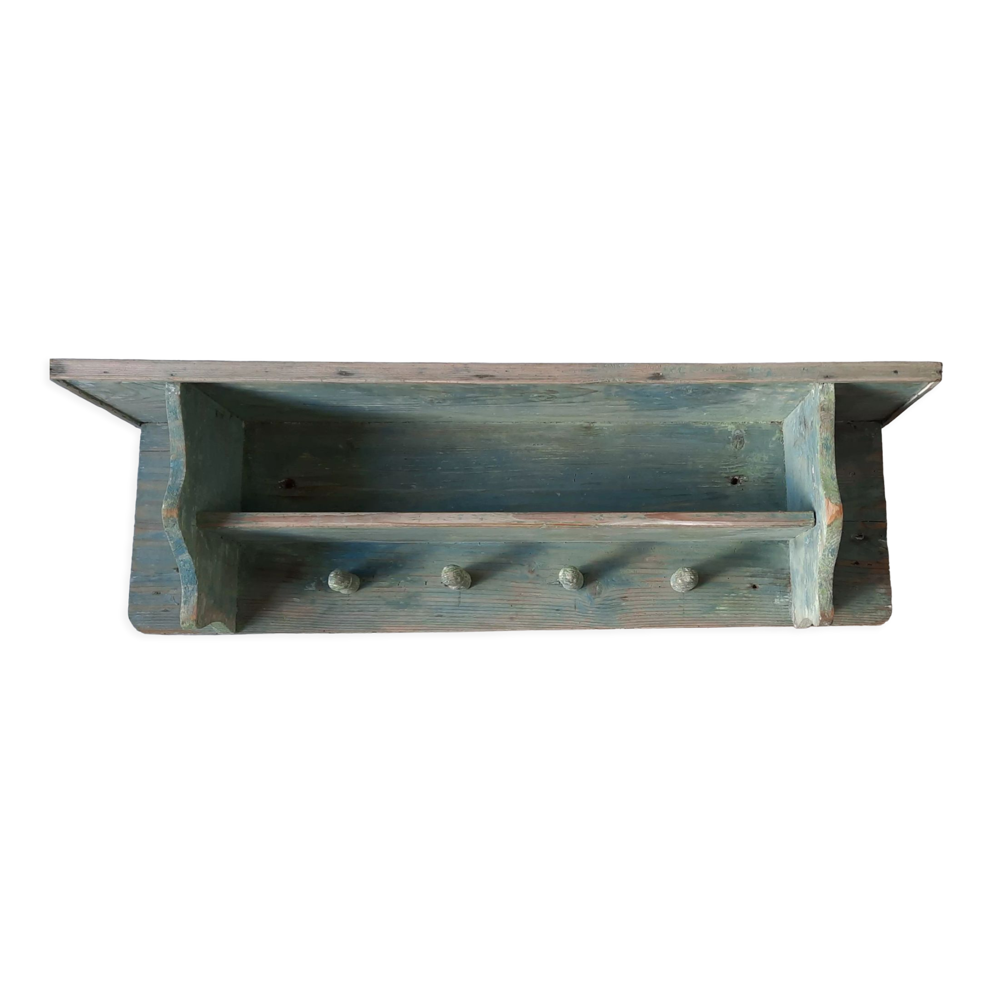 Wall shelf coat rack in old wood