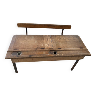 Old double school desk