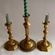 Set of 3 bronze and brass candlesticks, 19th century