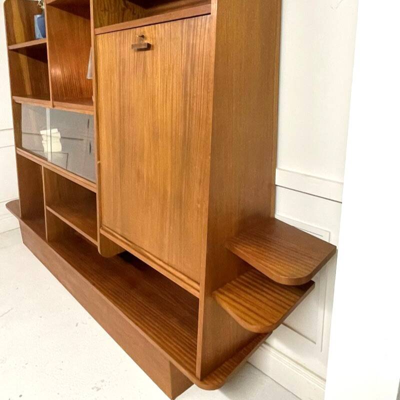 Grand meuble mural vintage en teck