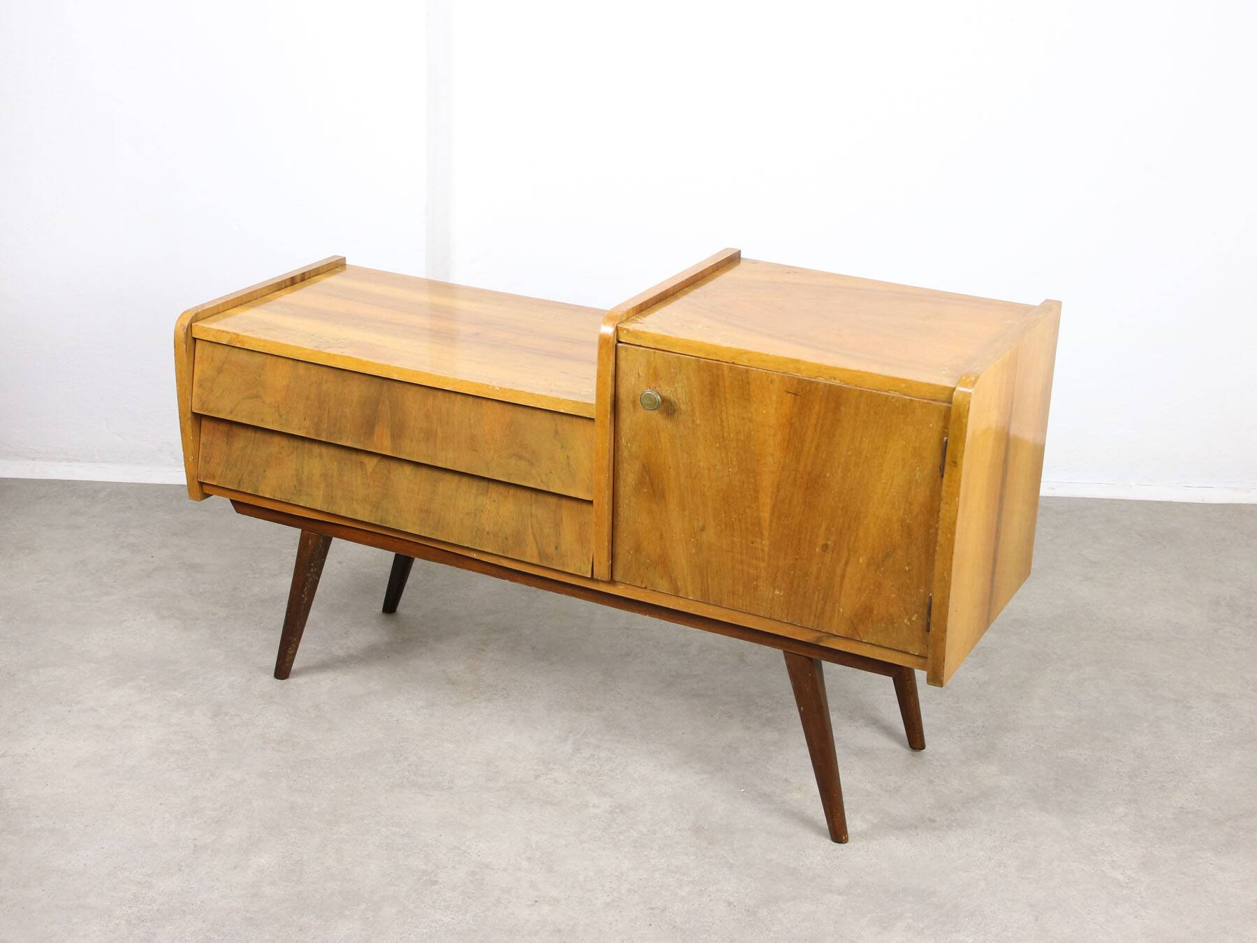 Mid-century Italian Wood and Brass Sideboard, 50s