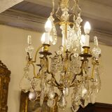 19th Century Crystal and Bronze Chandelier with Tassels