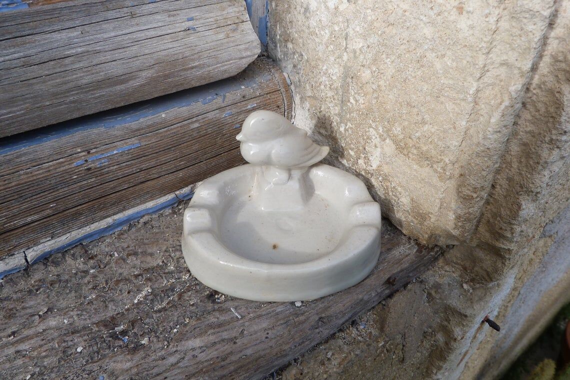 Ashtray dizz beige bird decoration