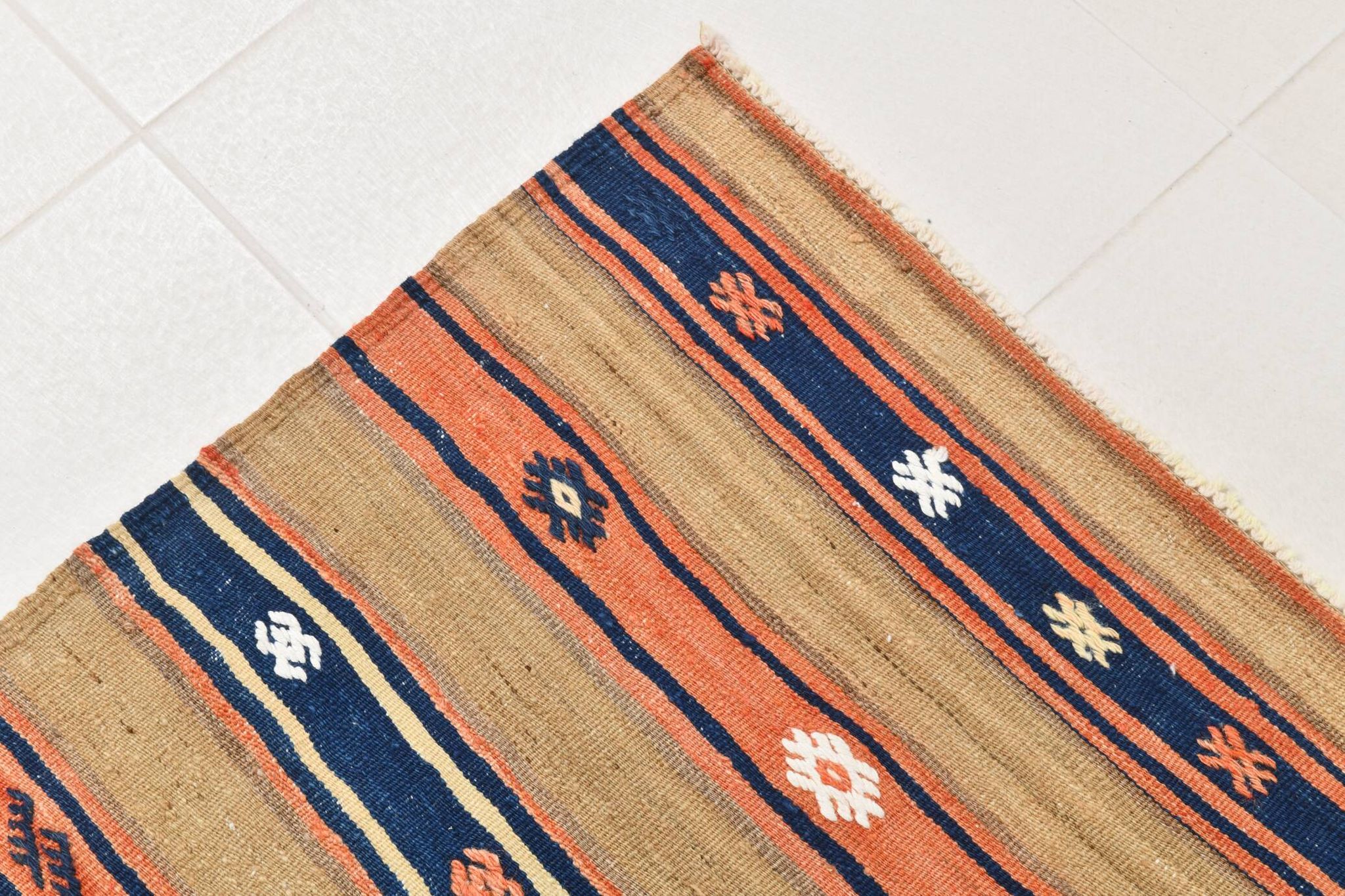 Tapis beige et bleu antique 5x8, 145x230 cm