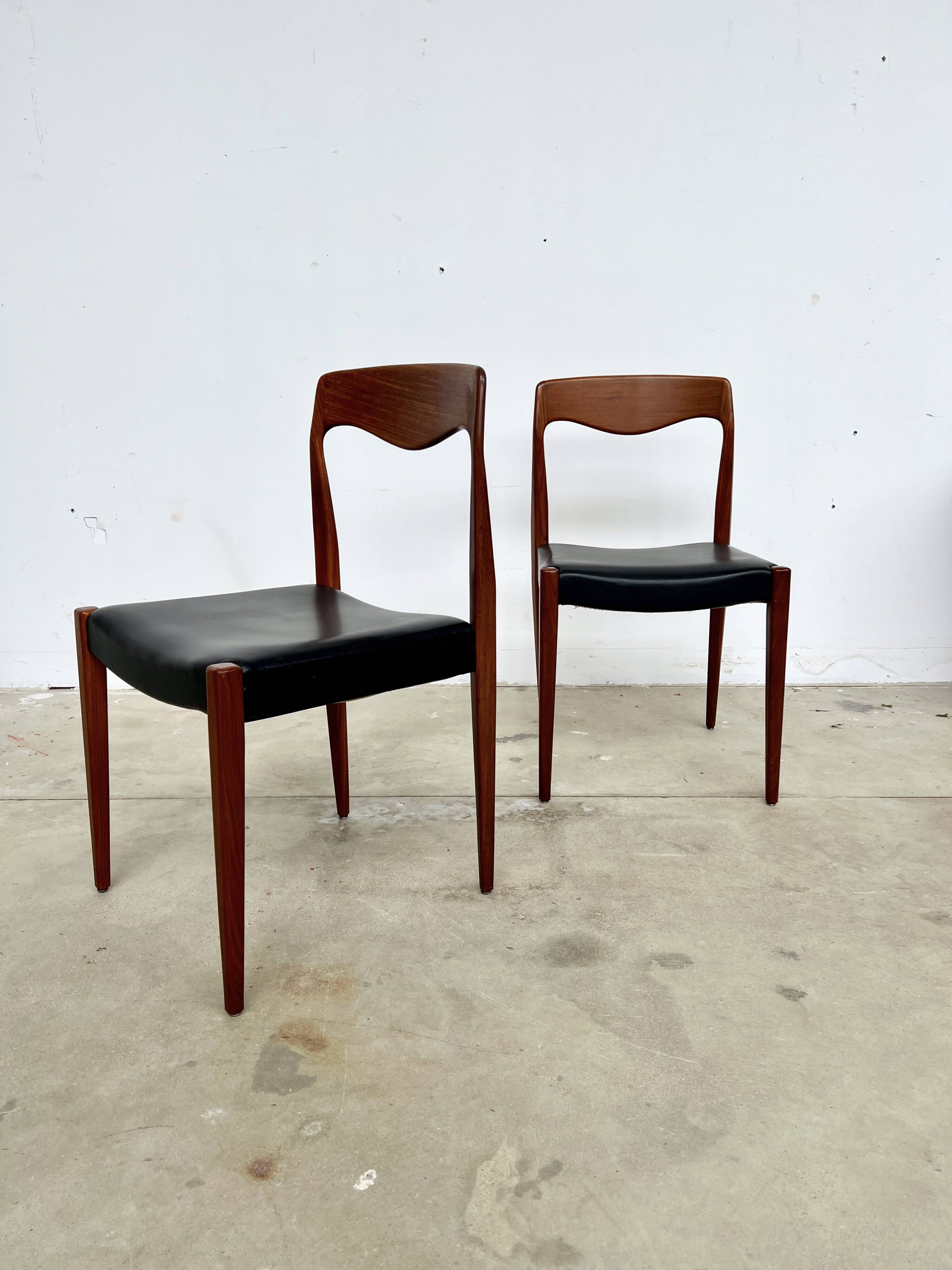 Scandinavian teak and leatherette chair