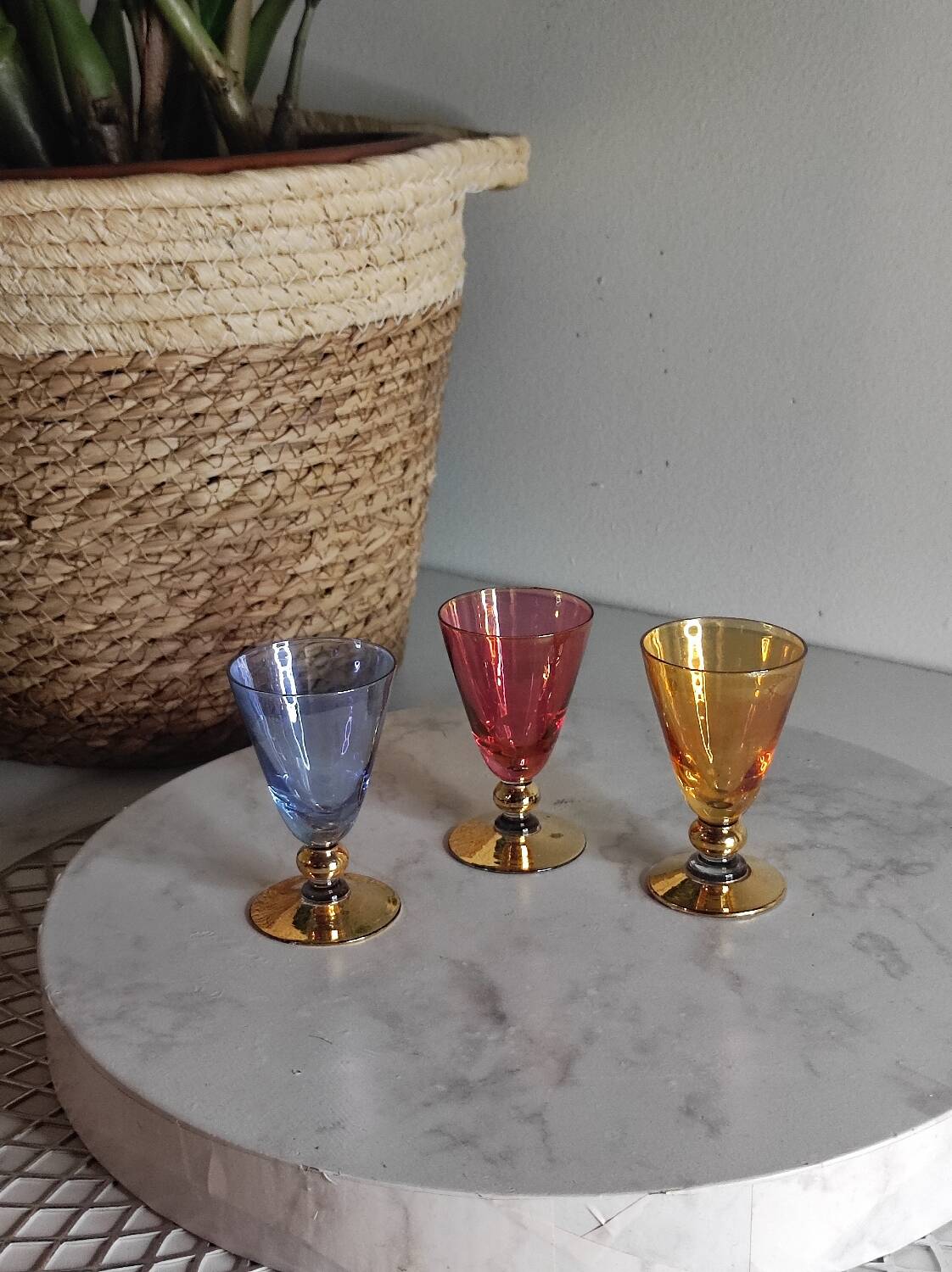 Harlequin blown crystal glasses
