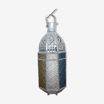 Old oriental lantern in metal and colored glasses - 1960