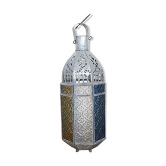 Old oriental lantern in metal and colored glasses - 1960