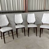 Set of 4 elegant French chairs Scandinavian style vintage 1960 imitation leather