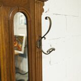 Vestiaire Napoléon III en noyer fin 19e, 3 miroirs, marbre, 8 patères