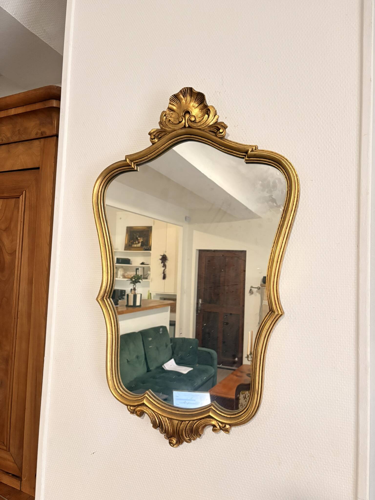 Antique Oval Wall Mirror Gold Louis XV Style Rocaille Rococo 78m