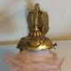 Pair of bronze swan and pink tulip wall lights in glass paste