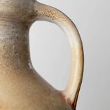 XXL Scheurich ceramic vase with beige-brown gradient glaze, jug with handle, 1970s Germany, vintage country-house decor