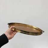 Presentation tray in wood and brass