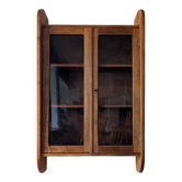 Solid cherry wood wall display case from the 50s