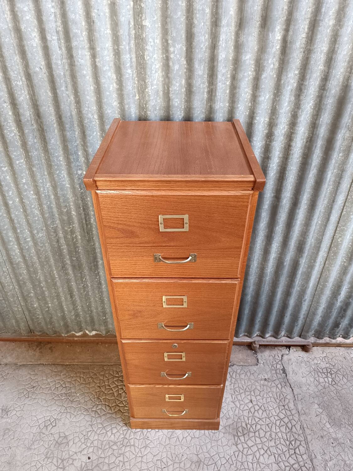 Wooden filing cabinet with 4 drawers