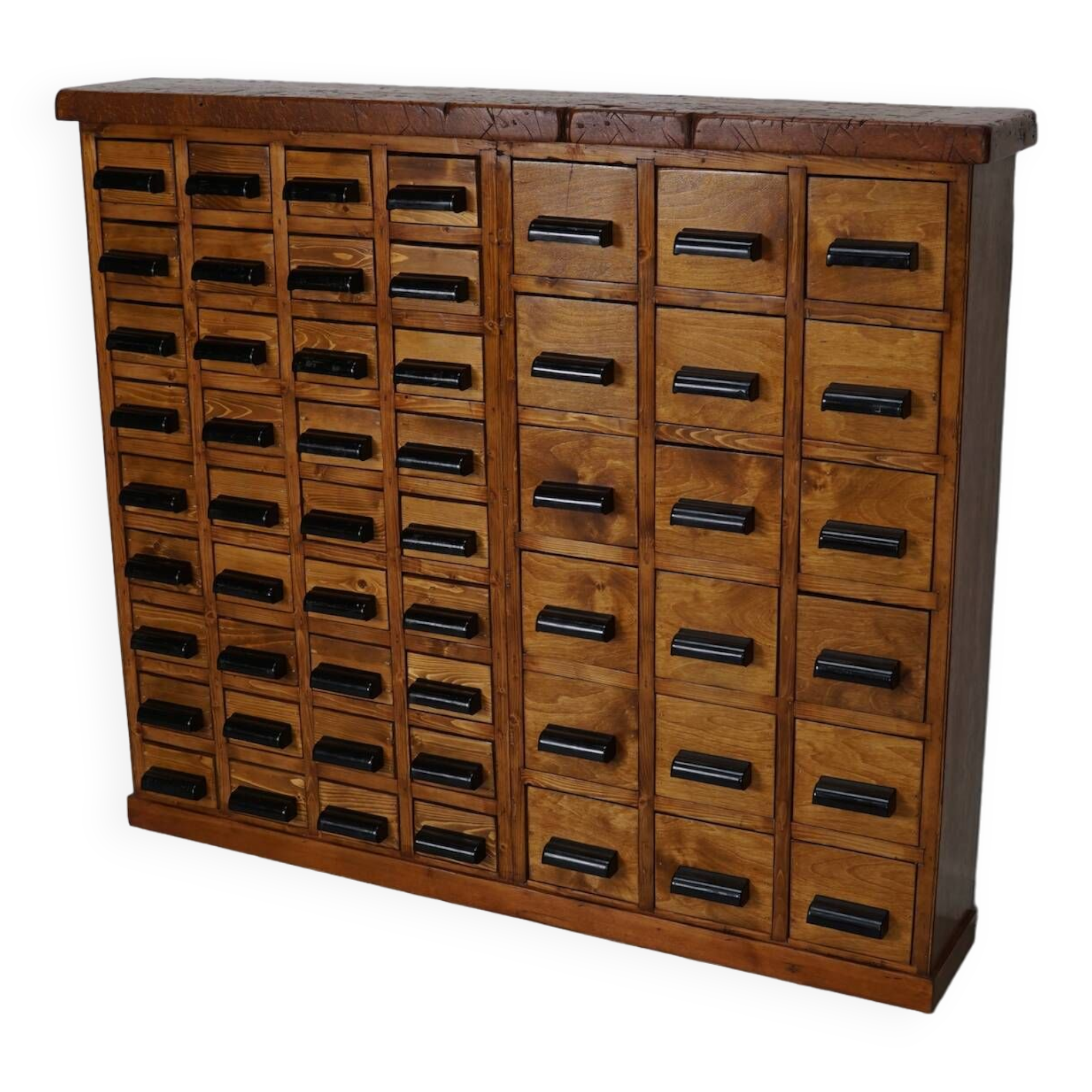 Dutch industrial apothecary cabinet in beech/pine, circa 1950s