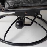 Black leather armchair by Åke Fribytter for Nelo möbel from the 70s