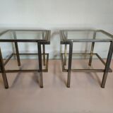 Pair of end of sofas in brushed iron signed Guy Lefevre
