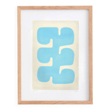 Painting on paper 30x40cm abstract illustration light blue signed eawy