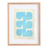 Painting on paper 30x40cm abstract illustration light blue signed eawy