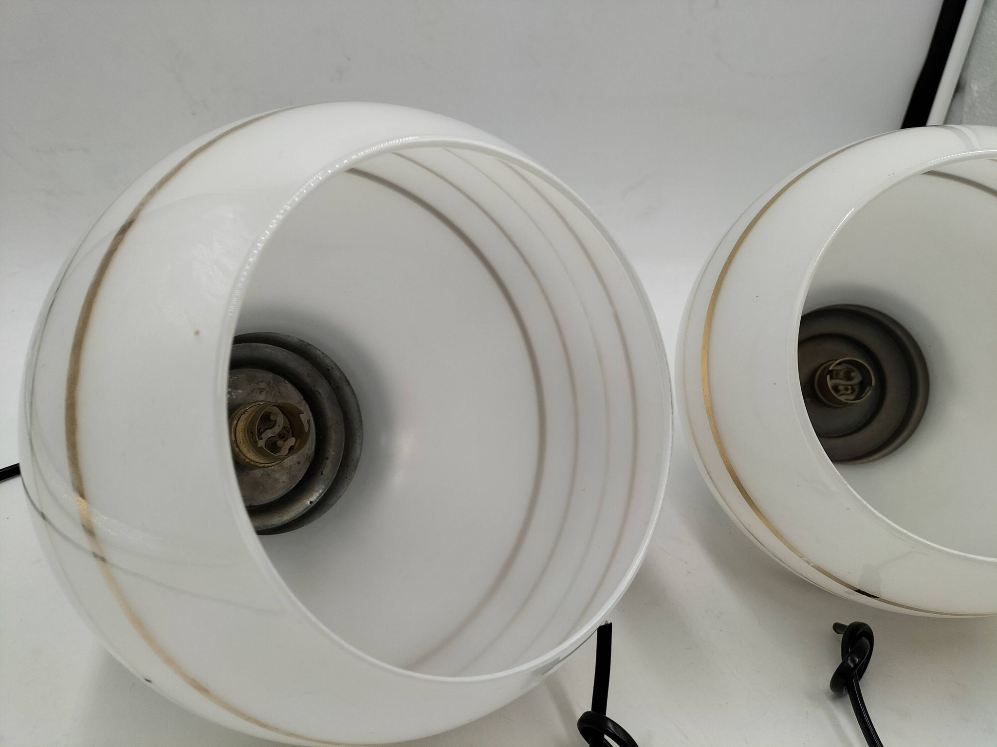 Pair of opaline pendant lights