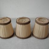 Set of 3 old pleated fabric lampshades clip-on model chandelier lamp lighting fixture n2