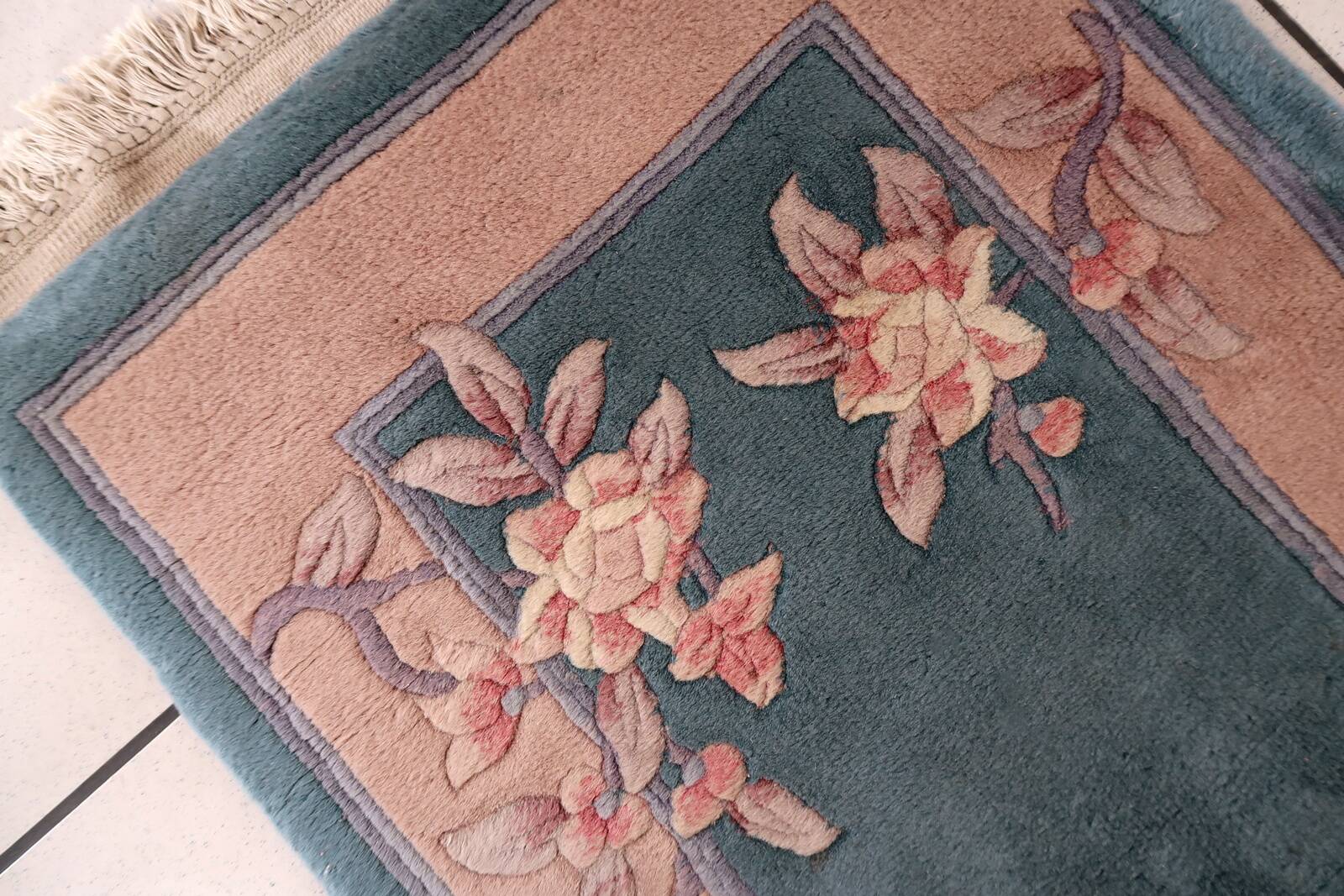 Tapis Vintage Art Déco Chinois Fait Main – 61 x 121 cm - 1C1030