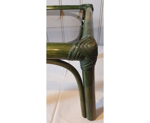 Green rattan coffee table