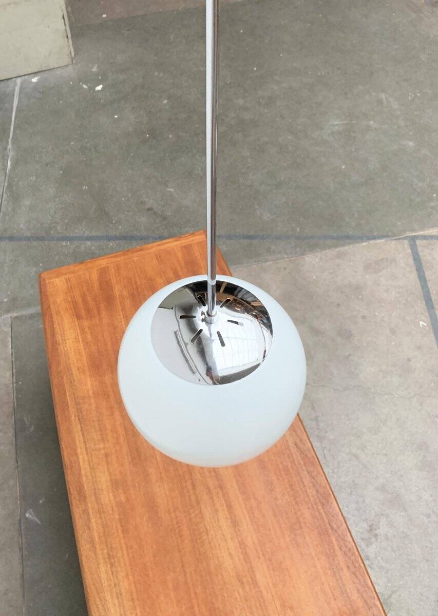 Mid-Century German Glass and Metal Ball Pendant