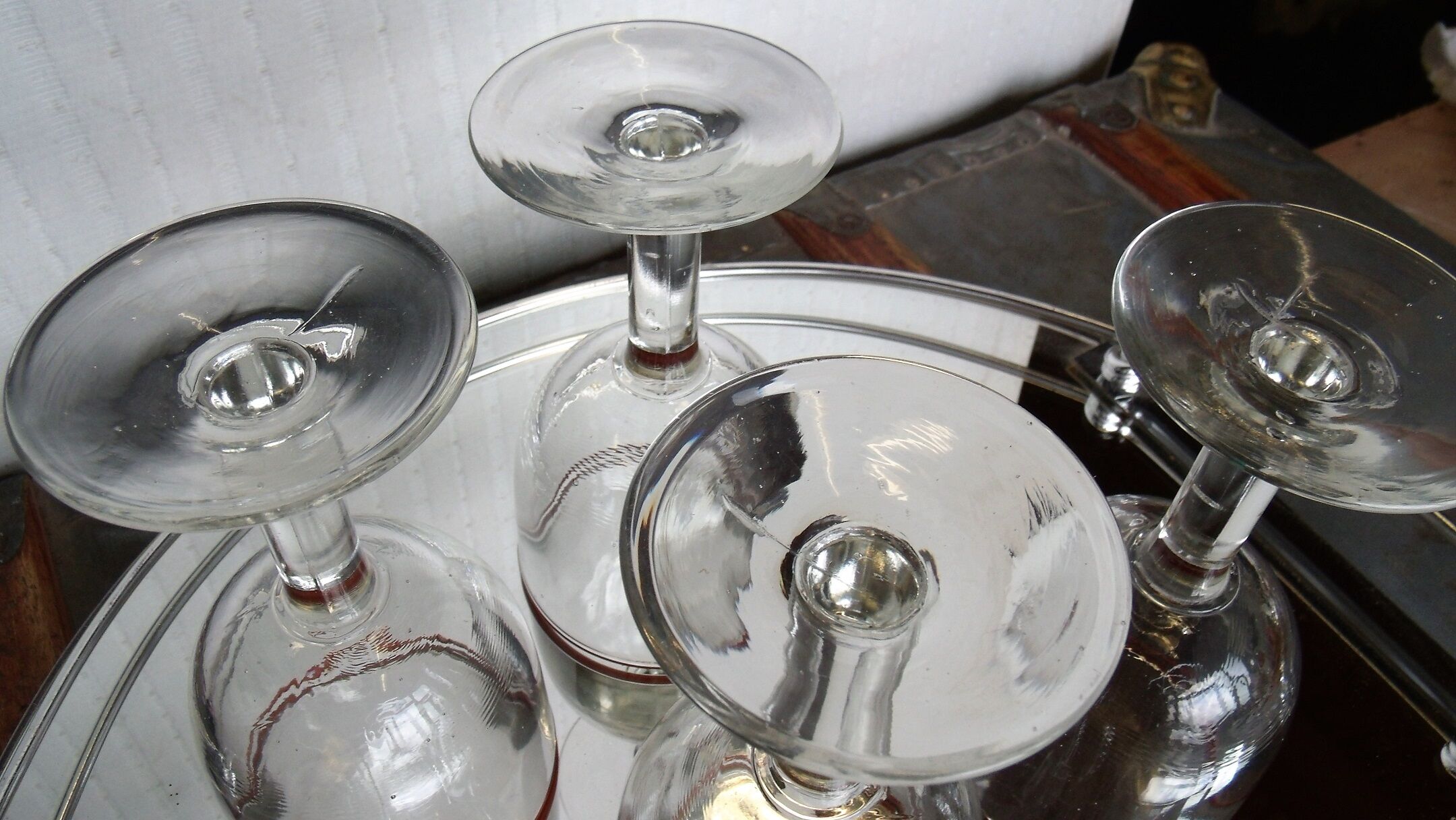 Lot of 6 old Bistro nineteenth ball glasses thick blown