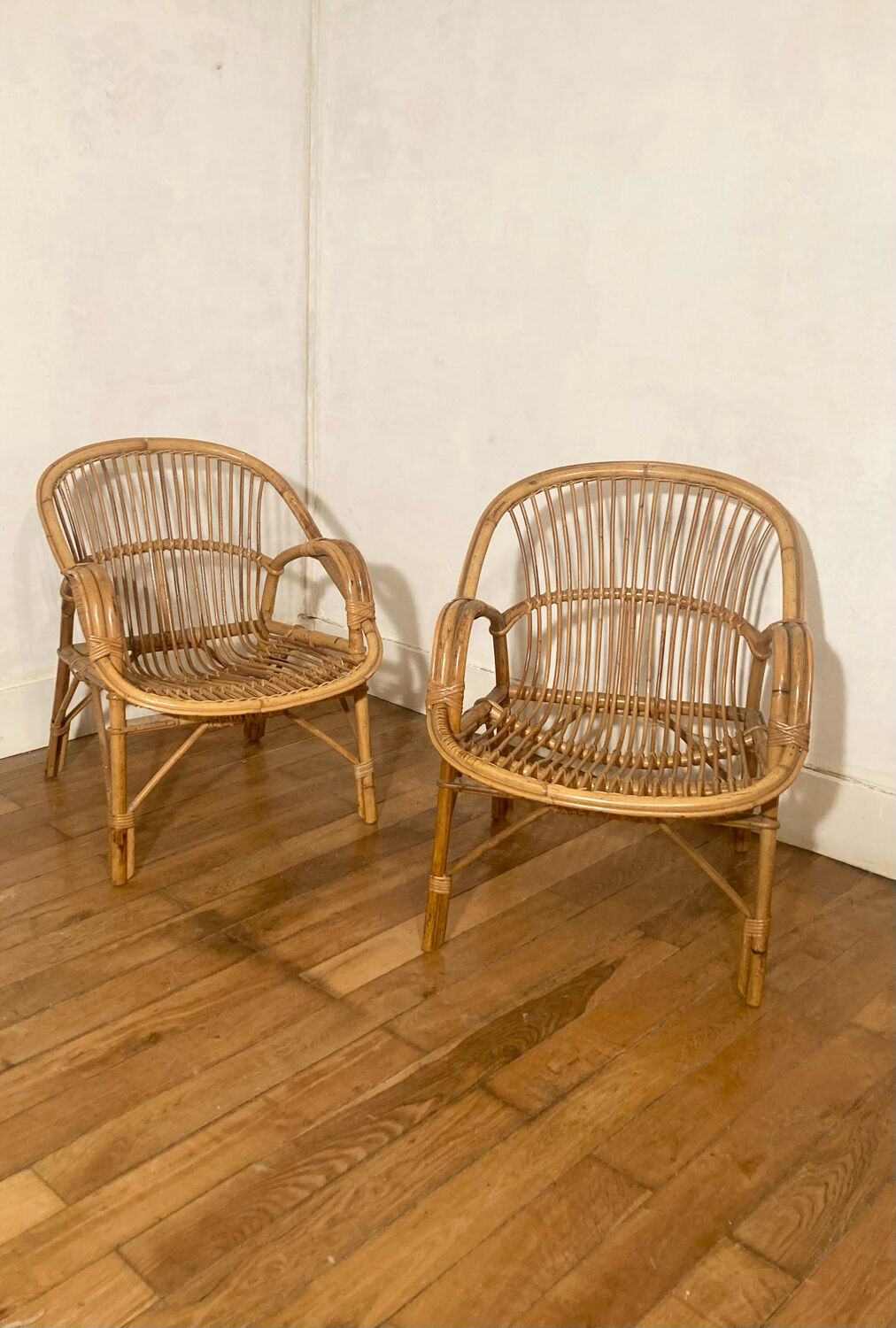 Pair of rattan armchairs