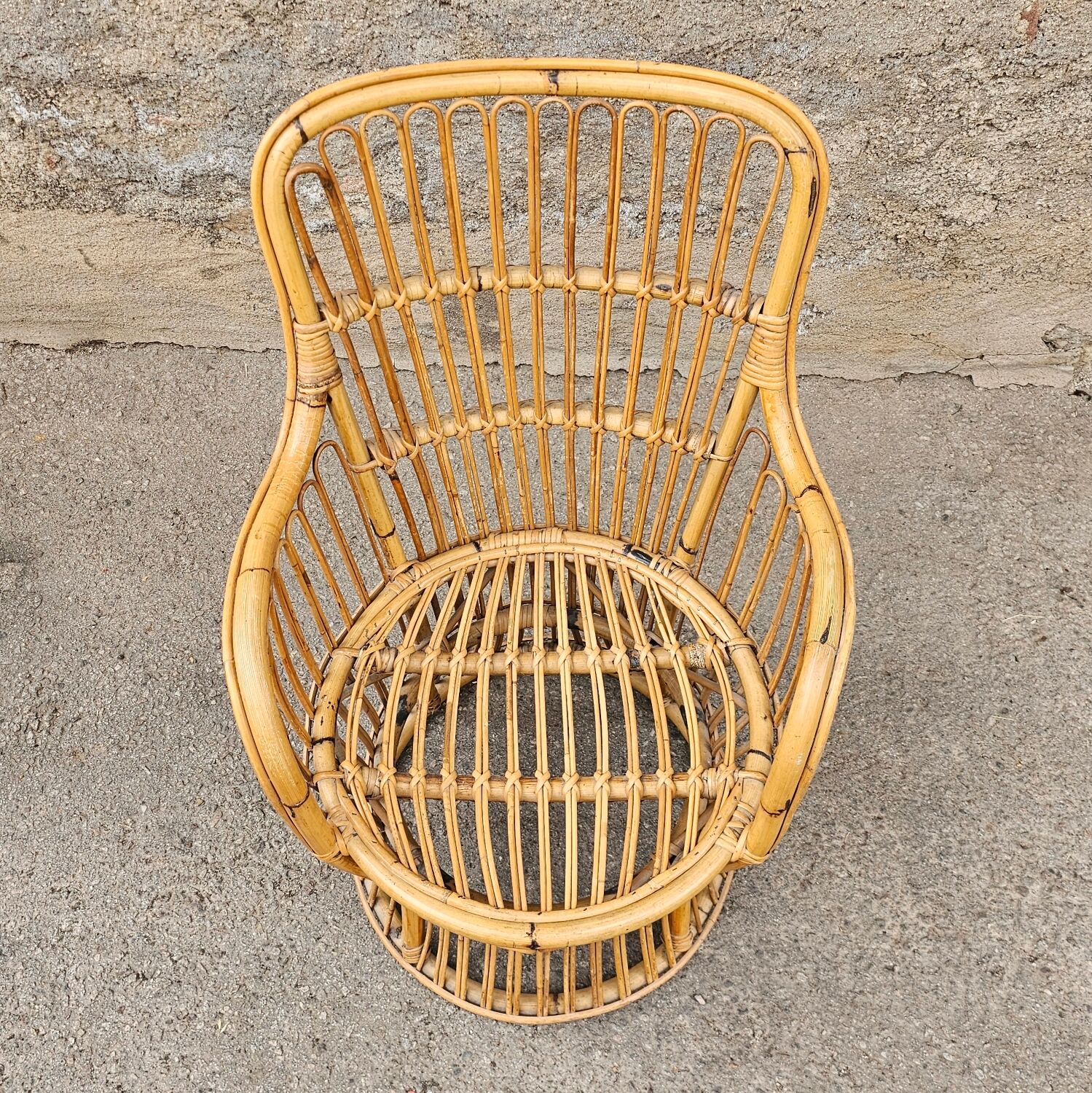 Bamboo and rattan armchair 50s Italy