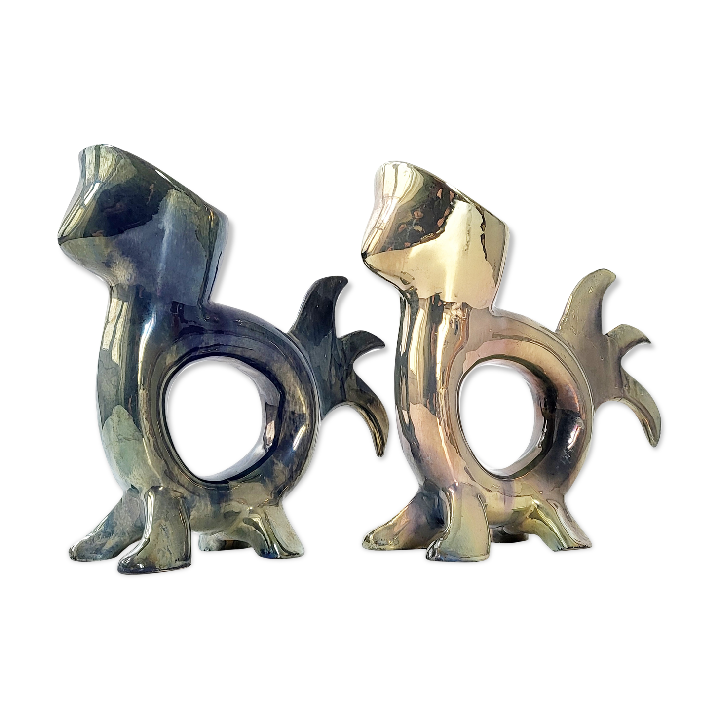 Pair of vintage zoomorphic vases