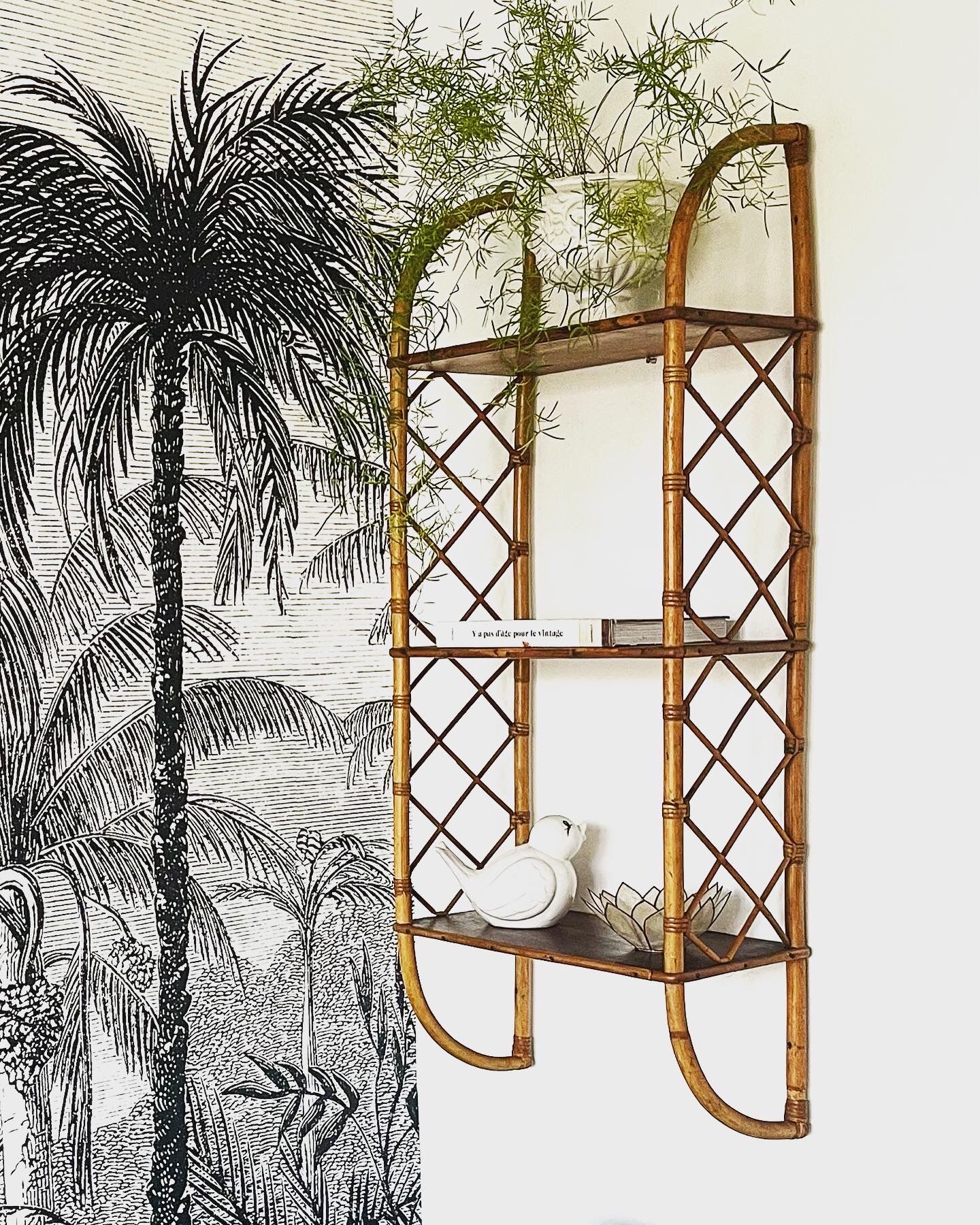 Rattan wall shelf 1960