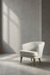 Low Mid-Century Scandinavian Modern Oak & Fabric Armchair with Rounded Back