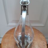 Ancienne carafe canard en cristal et étain