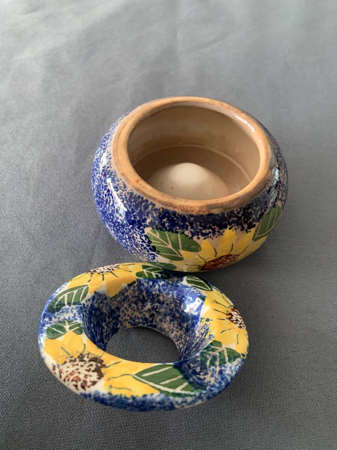 cendrier marocain décor fleurs bleu/jaune/vert