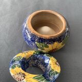 Moroccan ashtray decorated with blue/yellow/green flowers