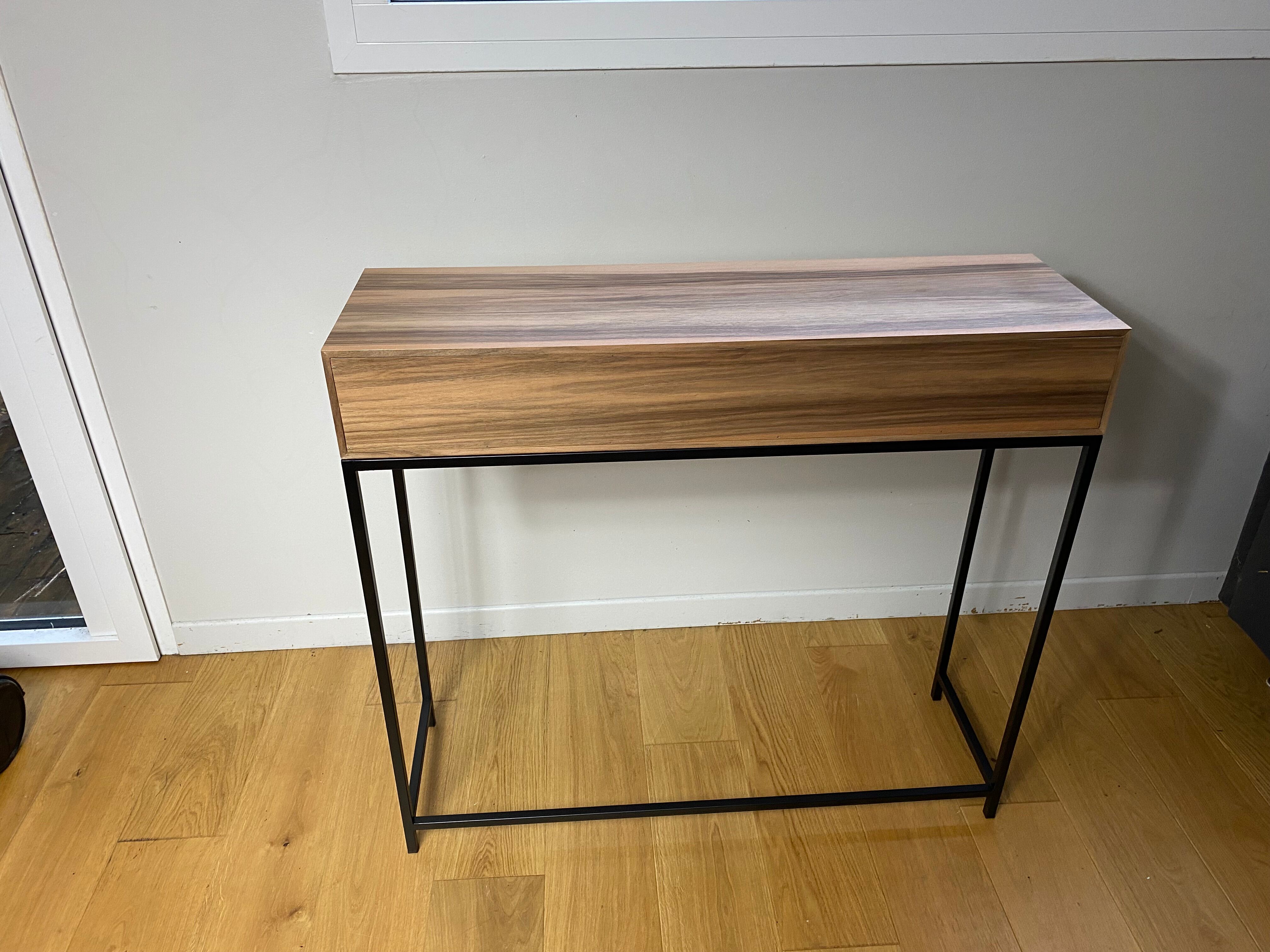 Cubes console straw marquetry