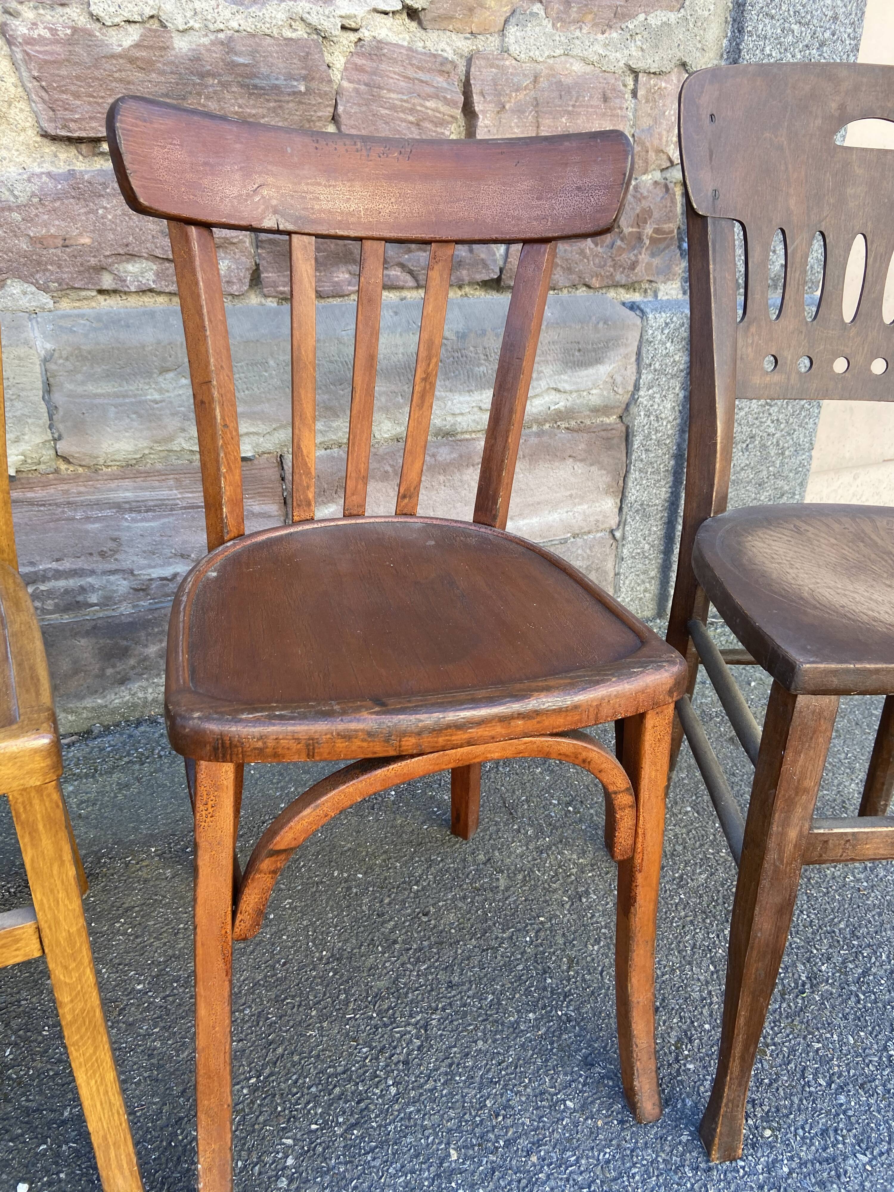 Lot 4 chairs bistro mismatched curved wood brasserie