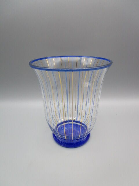 Vintage vase in crystal blue and gold