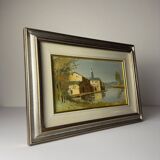 Original oil painting of a landscape, Italy 1960s, signed, framed.
