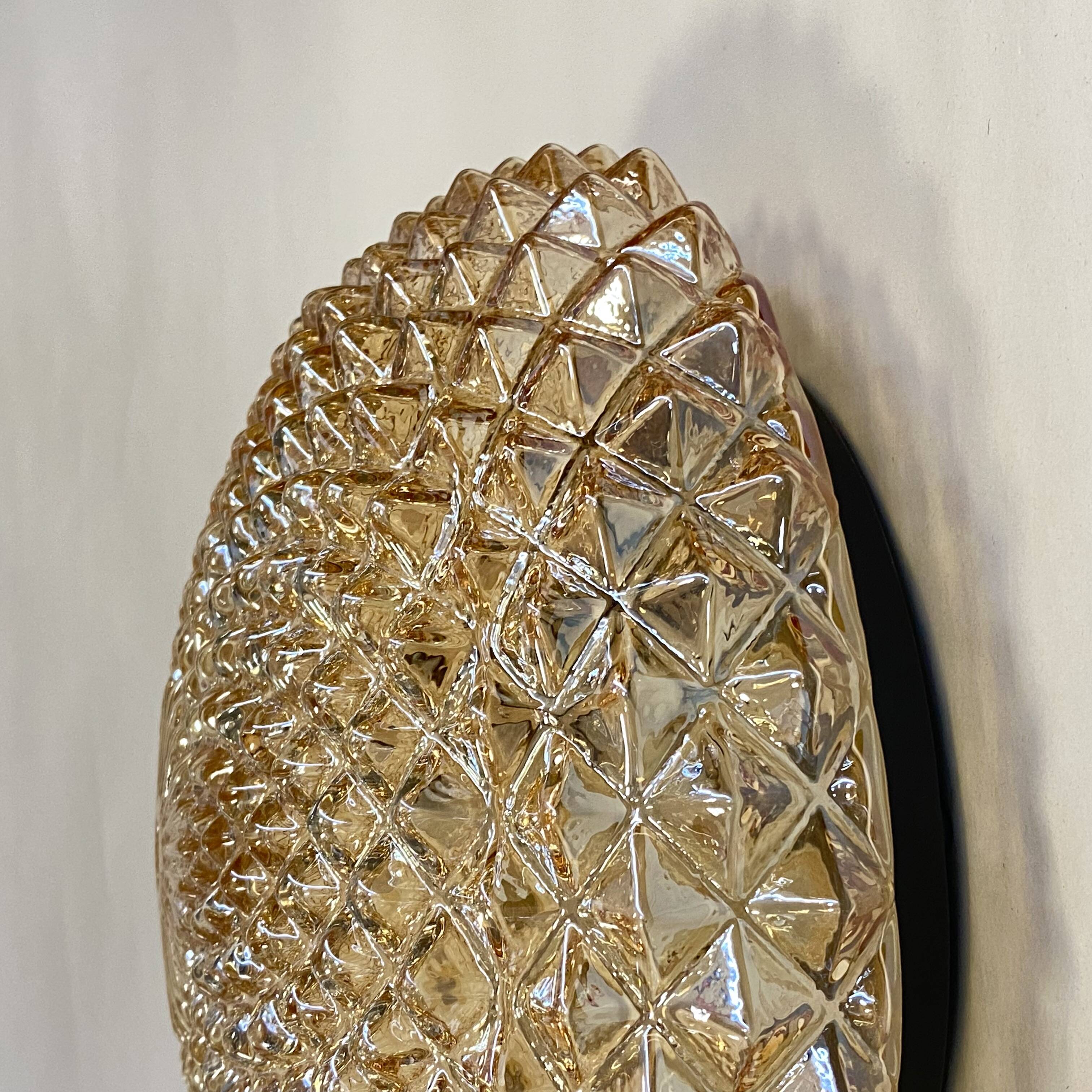 Wall light ceiling light gold glass amber diamond tips vintage