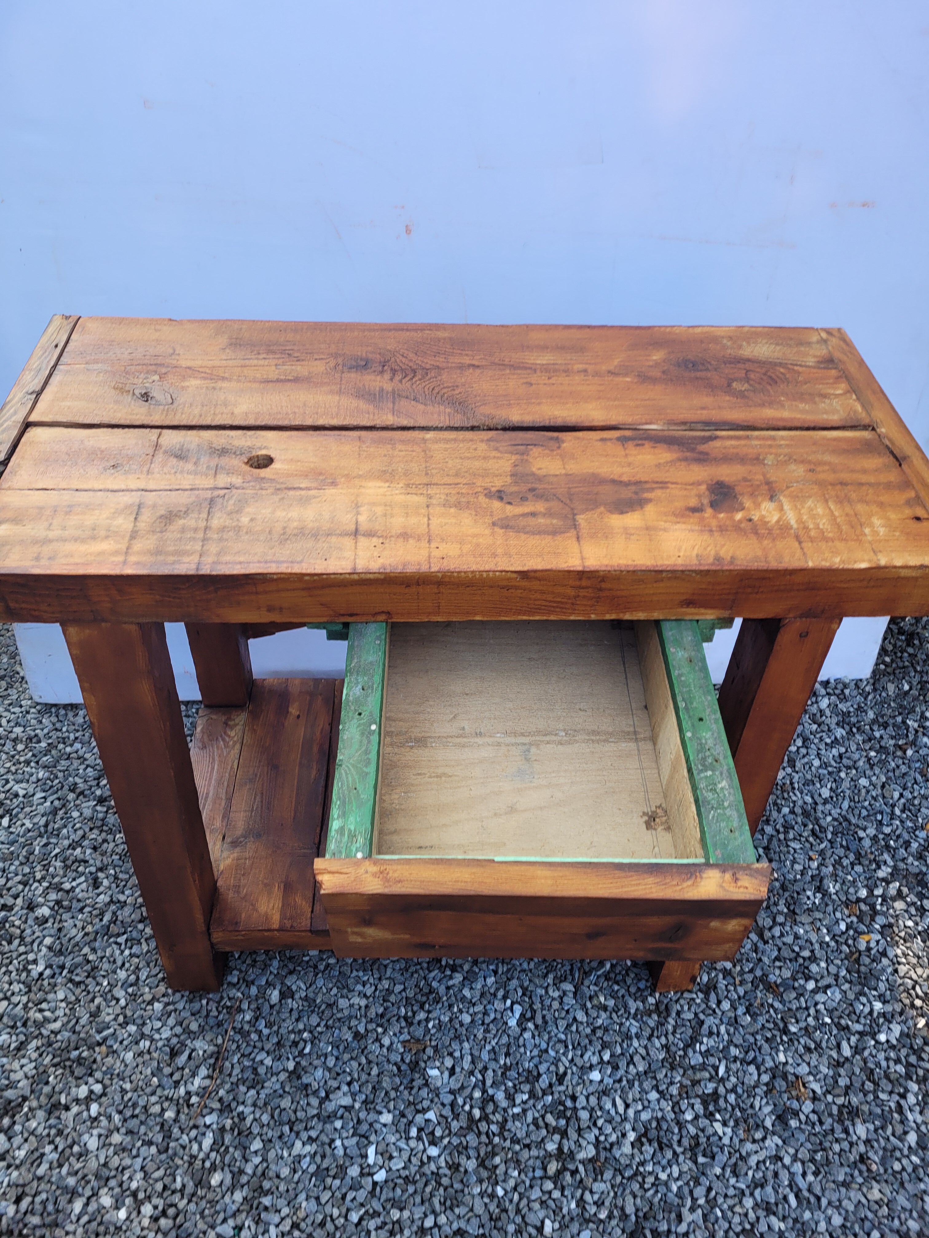 Wooden workbench 101×90cms with 1 drawer